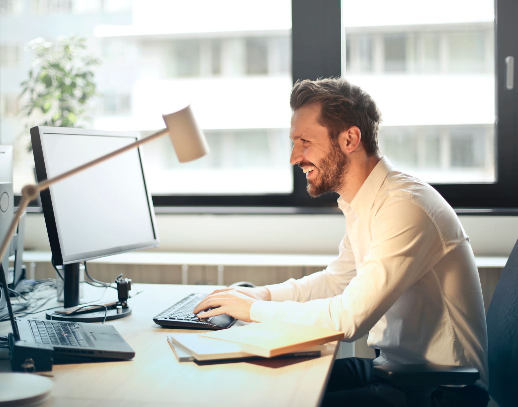 Man sitting at office desk